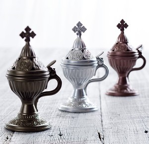 Thuribles en acier de style antique, en laiton moulé, décorés de gravures religieuses, finition polie, logo personnalisé imprimé pour souvenirs - Product Image 4