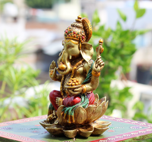 NIRMALA HANDICRAFTS - Estatua de Ganesha Hecha a Mano Estilo Art Deco, Poliresina, Dios Hindú Ganesha Ganpati, Decoración para el Hogar, Pieza Decorativa - Product Image 4