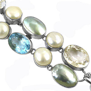 Latest Fashionable <b>Gemstone</b> <b>Bracelets</b> With Pearl Beads, Loose <b>Gemstone</b> <b>Bracelets</b> Jewelry - Product Image 2