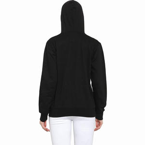 Sweat à capuche noir pur pour femmes, nouveau modèle, meilleure qualité, avec fermeture éclair et poches kangourou, impression de logo personnalisé - Product Image 2