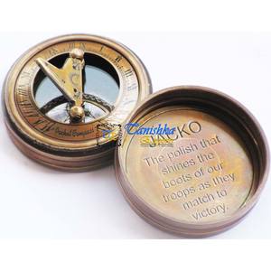 Brújula de reloj de sol de bolsillo antiguo de latón de alta calidad, instrumento de navegación náutica Vintage con tapa, regalo marítimo Steampunk - Product Image 3