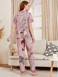 ชุดนอนสำหรับผู้หญิง,ชุดนอนคอกลมดีไซน์ใหม่ชุดนอนสำหรับใส่นอนตอนกลางคืน - Product Image 2