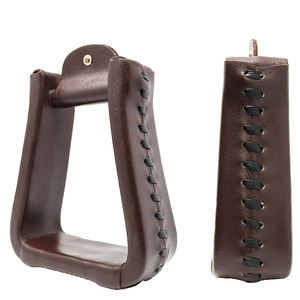 Estribos para montar en campana cubiertos de cuero marrón Western Tack Trail de alta calidad, duraderos, personalizados, baratos, estribos de calidad - Product Image 1