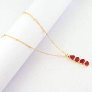 Venta al por mayor de joyería de moda cristal natural rojo azúcar ágata druzy cadena colgante collar 18K chapado en oro collares de regalo de San Valentín - Product Image 1