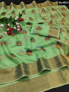 הודי אתני ללבוש סארי עבור נשים כותנה משי Banarasi משי סארי לחתונה ללבוש מעצב סארי אוסף עבור מזדמן פונקציה - Product Image 3