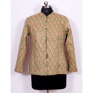 Suzani แจ็คเก็ตบอมเบอร์สั้นผ้าฝ้ายออร์แกนิกปักลายสำหรับผู้หญิงสไตล์โบฮีเมียนอินเดีย - Product Image 4