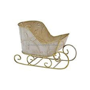 Traîneau de décoration de noël en métal antirouille enduit de poudre blanche - Product Image 5