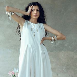 Mono informal de una pieza para mujer, mono de algodón de lino 100%, sin mangas, bordado, precio al por mayor - Product Image 2