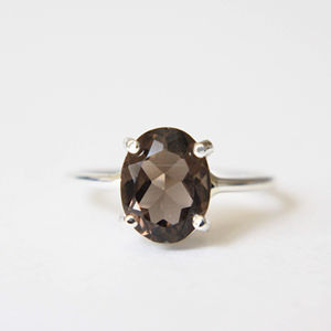 สโมคกี้บุษราคัมควอตซ์,แหวนพลอยใน925เงินสเตอร์ลิง,ชุบทองซ้อนเครื่องประดับเงินที่ทำด้วยมือ - Product Image 1