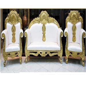 Diezi — ensemble canapé et chaises motif paon en or blanc, pour salon de mariage, ensemble Design indien, pour la mariée et le marié - Product Image 1