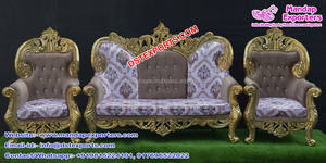 Ensemble de canapés dorés sculpté pour mariage indien, Design Unique, avec sculpture or, meubles élégants, ensemble de scène de mariage, livraison gratuite - Product Image 2