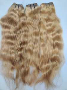 Pelucas de cabello humano sin procesar, pelo de visón Rubio 613 Natural, liso y Natural, ondulado y Frontal de encaje para negro - Product Image 3