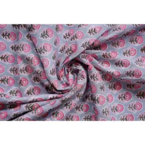 Indian Block Print Stoff Baumwolle Hand gestempelter Druck von der Werft Indian Peace Block Print Stoff, Nähen und Pink Leaf