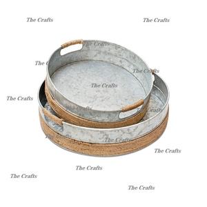 Bandeja Galvanizada para Servir Alimentos con Asas de Cuerda, Forma Redonda, Tamaño Personalizado, Bandeja para Postres y Aperitivos de By The Crafts - Product Image 4