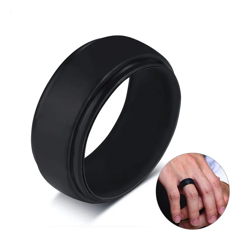 Affordable Silicon Rubber Wedding Bands for Men Women Ring Black White Color Casual Anel