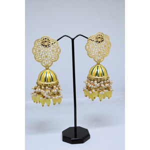 สร้อยคอทองเหลืองเคลือบเงาสีทอง,ลูกปัดแฮนด์เมด Meenakari Jhumki พร้อมต่างหูแบบห่วงยาวสำหรับเด็กหญิงและสตรี - Product Image 2