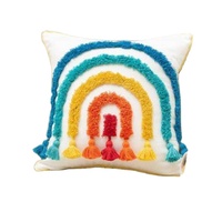 Housse de coussin brodée à glands, taie d'oreiller de luxe, avec tissage, fait à la main, avec pompon, bohème en macramé