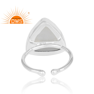 Triángulo fuego Arco Iris piedra lunar anillo plata fina hecho a mano declaración anillo joyería proveedor colección clásica - Product Image 4