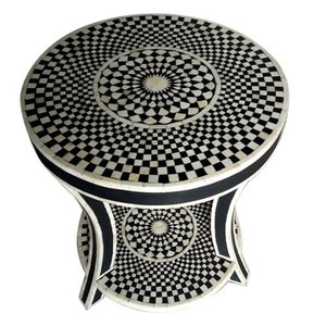 Muebles de estilo lujoso, artículo decorativo, mesa de esquina con acabado de incrustaciones de hueso para el hogar, sala de estar, mesita de noche - Product Image 6