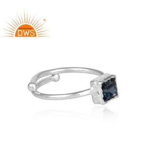 งบแหวนเงินอินเดียเครื่องประดับผู้ผลิตรุ่งโรจน์ลอนดอนสีฟ้าบุษราคัมแหวนพลอยเครื่องประดับค้าส่ง - Product Image 3