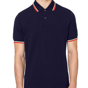Camiseta de manga corta con logotipo personalizado para hombre, Polo 100% de algodón liso con cremallera - Product Image 1