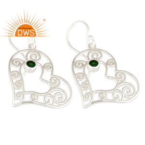 หัวใจที่สวยงามรูปร่างโครเมี่ยมพลอยต่างหูออกแบบผู้ผลิตเครื่องประดับผู้หญิง925ต่างหูเงินเครื่องประดับผู้ค้าส่ง - Product Image 2