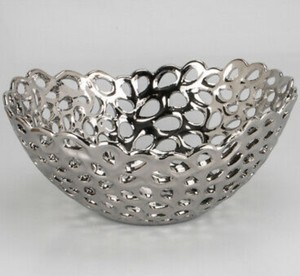 Silver Finishing Serving Bowl for Hotel Kitchenware Restaurant Fruits Bowl decorative Modern design Metal Salad Bowl - Product Image 4