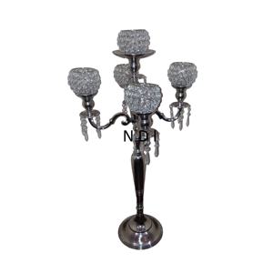 Candelabro de tamaño personalizado más vendido, soporte para velas votivas de cristal decorativas de 5 brazos, soporte para velas - Product Image 1