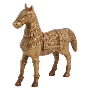 Estatua de latón dorado hecha a mano, caballo de pie para decoración del hogar, esculturas, estatuilla, piezas de declaración, artículos de regalo de decoración - Product Image 1