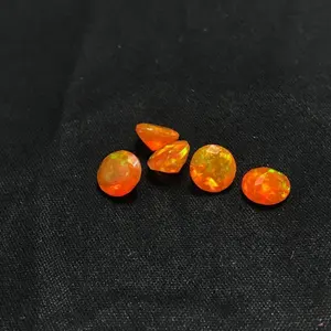 Высшее качество уникальный 4 мм натуральный оранжевый Эфиопский Опал граненый круглый ограненный свободный оптом полудрагоценные камни