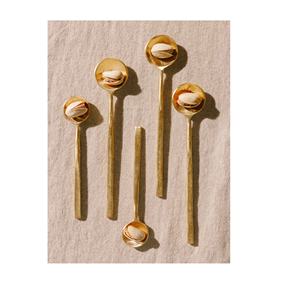 Cuillère à café et à épices en laiton, avec fourchette et poignée en forme de feuilles, outil et cadeau pour le thé - Product Image 3