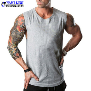 <b>Men's</b> Fitness Tank Top Custom Logo Quick Dry Breathable Casual Print Pattern Knitted Workout <b>Singlet</b> Plus Size OEM Supply - Product Image 5