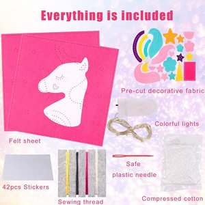 Suministros de Arte y manualidades para niños, decoración de unicornio cuadrado precortada, almohada de fieltro, <span class=keywords><strong>kit</strong></span> de costura artesanal, conjunto artesanal para niños, retales para aprendizaje - Product Image 2