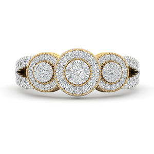 Anillo de Compromiso y Matrimonio Exclusivo para Mujer con Racimo de Diamantes Redondos Reales en Oro Amarillo de 10K - Product Image 2