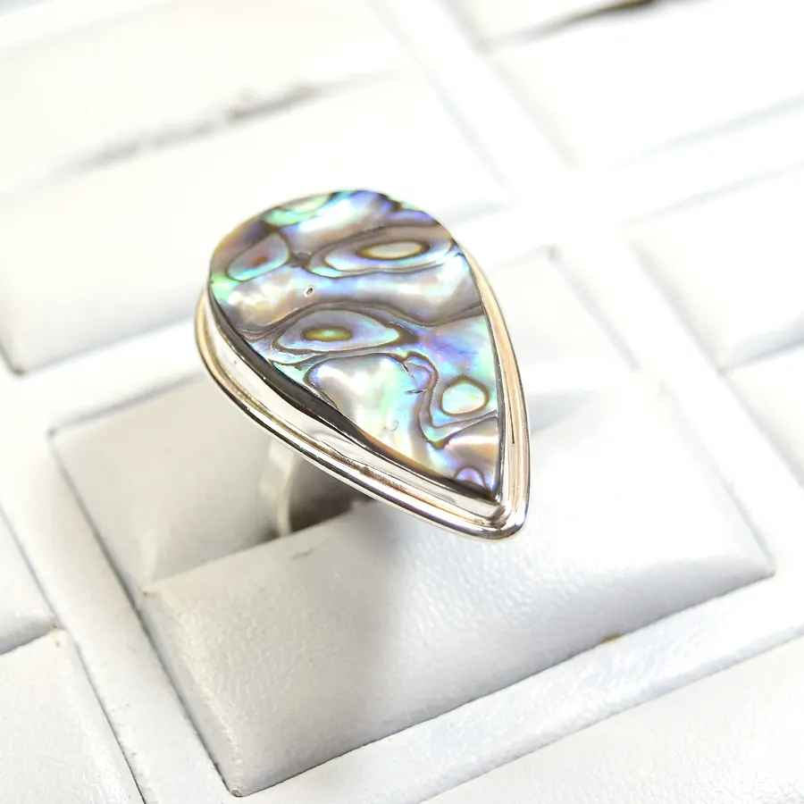 Abalone Shell Gemstone 925 Pure Silver Jewelry Women Ring