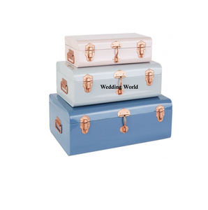 Ensemble de boîte de coffre en fer élégant classique de vous conteneur de stockage décoratif fait à la main différentes couleurs boîte de troncs en métal de concepteur - Product Image 2