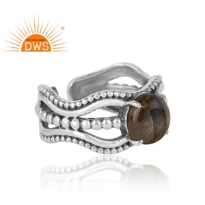 Wholesale Sterling Silver Oxidized <b>Ring</b> Natural Labradorite Gemstone <b>Adjustable</b> <b>Ring</b> Women's Jewelry Manufacturer - Product Image 3