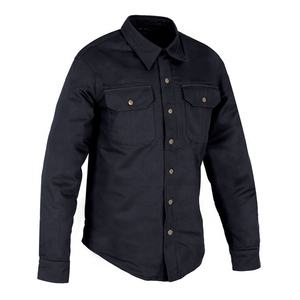 Chemise en jean de moto, sur mesure, meilleur vêtement pour motard, Fiber aramide, doté du dos, noir devant droit - Product Image 1