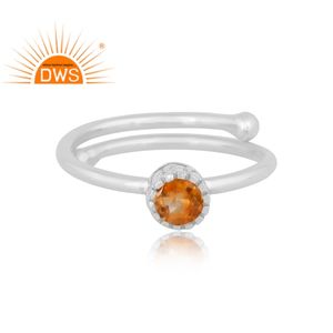 แหวนเงินแท้คุณภาพดีเยี่ยมประดับพลอยซิทรินธรรมชาติ ปี 2026 สำหรับผู้หญิง ผลิตโดยผู้ผลิตเครื่องประดับ - Product Image 2