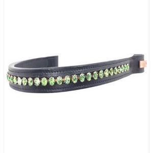 Banda de cuero negro para caballos, accesorio de lujo acolchado, brillante y cristal, para cejas, en todos los tamaños personalizados - Product Image 1