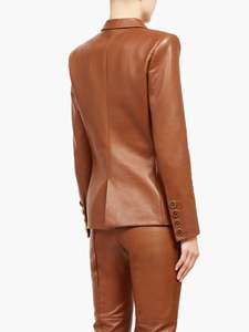 เสื้อโค้ทหนังแกะแท้ทองแดงสีน้ำตาลสำหรับทุกเพศพร้อมกระดุมปิดใช้ได้ทุกสีและหนังทำในปากีสถาน - Product Image 4