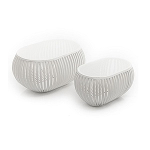 Lot de 2 tables d'appoint en métal et en marbre de différentes tailles Tables d'appoint extérieures et intérieures à des prix abordables - Product Image 1