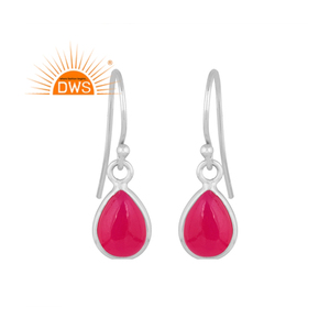 Pendientes de plata de ley 925 con gema de Calcedonia Rosa Natural, joyería fina para mujeres - Product Image 1