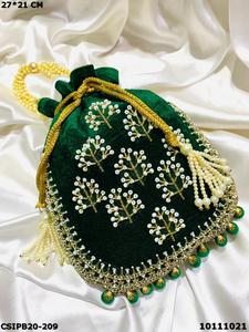 Designer Silk Handbags with Square and Coin Pattern for Daily and Party Use Elegant Bridal <b>Potli</b> Evening <b>Bags</b> - Product Image 3