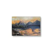 لوحة زيتية تجريدية لمنظر طبيعي وبحيرة وجبل على قماش عالي الجودة