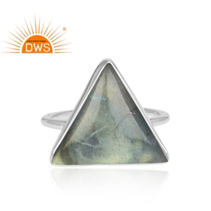 Triangular <b>Labradorite</b> <b>Ring</b> Gemstone Jewelry Manufacturer Women's Chunky 925 Fine Sterling Silver Jewelry Wholesaler - Product Image 2