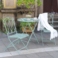 Ensemble de bistro de jardin en métal fer forgé, table et chaises pliantes pour patio, 3 pièces, ensemble de meubles de jardin, ensemble de conversation