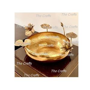 Feuille Design Laiton Plaqué Religieux Martelé Urli pour Mariage et Décoration de la Maison Vaisselle Couleur Or - Product Image 1