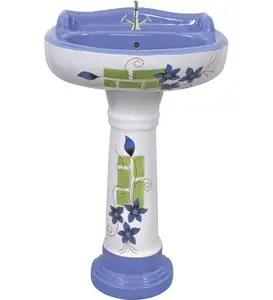 Lavabo en céramique de conception multicolore de fournisseur et de fabricant de Sanitaryware avec le piédestal pour la maison luxueuse. - Product Image 1