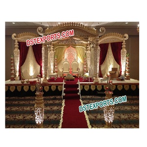 Mandaps de mariage décoratifs, piliers lumineux personnalisés en fibre de verre, légers, taille personnalisable, décoration de mariage Maharani - Product Image 1